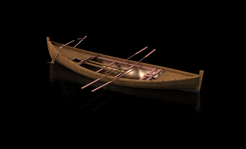 European-style boat small canoe 3d model