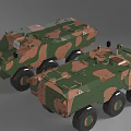 Functional Military Armored Vehicles with Camouflage Pattern and Wheeled Design