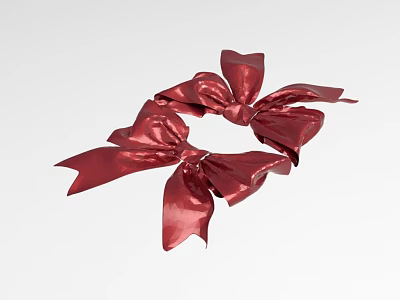 Red Metallic Glossy Bow Decorative Ornament Set for Home Decoration 3d model