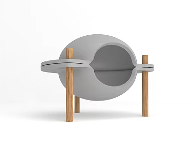 Modern Gray Chair With Wooden Legs And Contemporary Design Structure Features 3d model