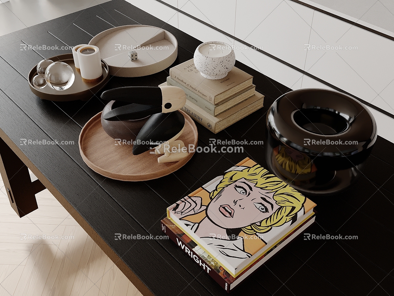 Modern Guest Restaurant Ornaments Combination Book Crafts 3d model