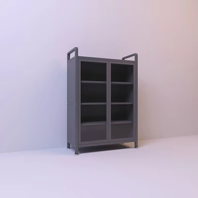 Gray Modern Storage Shelf Unit With Multiple Open Shelves For Home Organization 3d model