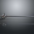 Medieval Decorative Sword With Shiny Metallic Blade On Gray Background Reflection 3d model