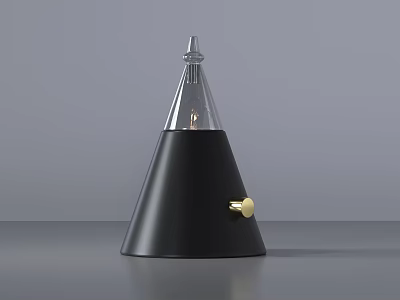 Modern Black Conical Floor Lamp With Glass Shade And Gold Knob Detail 3d model