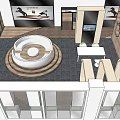 Baijin Flooring Store Modern Interior With Wooden Reception Counter Hexagonal Decor And Tree Design