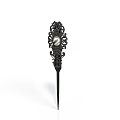 Black Carved Hairpin With Decorative Pearl And Intricate Patterns For Traditional Hair Accessory