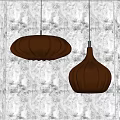 Modern Brown Pendant Lights With Striped Design And Two Different Shapes 3d model