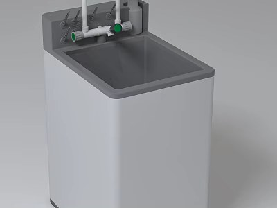 School Laboratory Sink With Gray Body Pipes And Valves On Top 3d model