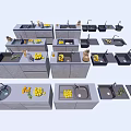 Modern Kitchen Sinks In Various Designs With Faucets For Home Use 3d model