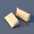 Beige Fabric Storage Boxes With Striped Design Two Units Flat And Curved Shape 3d model