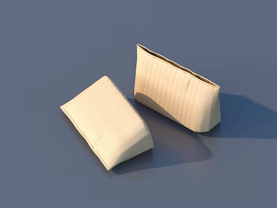 Beige Fabric Storage Boxes With Striped Design Two Units Flat And Curved Shape 3d model