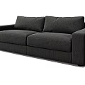 Dark Gray Fabric Upholstered Two Seater Sofa Modern Design with Rectangular Arms and Two Cushions 3d model