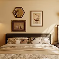 Cozy Bedroom Interior Design With Framed Artworks Nightstand Lamp And Floral Bedding