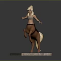 Game and Movie Female Centaur Character with Blonde Hair and Brown Outfit on Marble Base