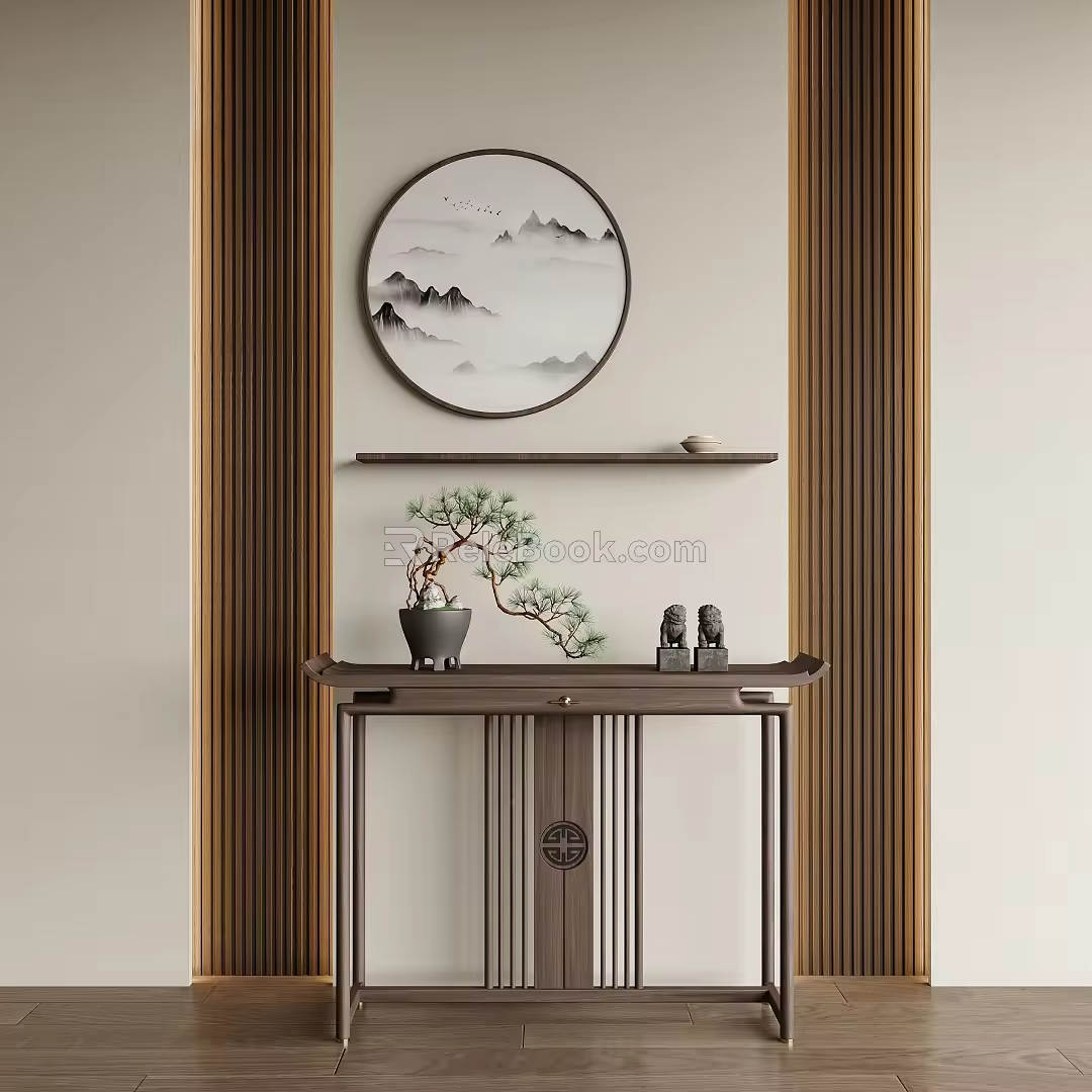 New Chinese Style Table Case Several Porch Duan Jing Duan Jing Tai Landscape Painting Duan Jing Decoration Porch Table Case 3d model