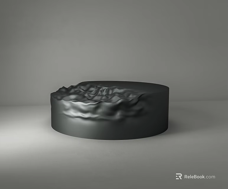 Modern Round Black Coffee Table Featuring Textured Surface And Sleek Design 3d model 
