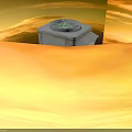 Industrial Outdoor Cooling Unit With Gray Metal Casing Top Fan Grille And Side Vents