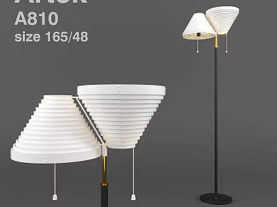 Modern Layered White Shade Floor Lamp With Black Stand For Home Decor 3d model