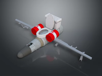 Unique Airplane Themed Model With Toilet And Red Circular Parts 3d model