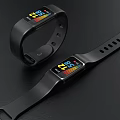 Smart Bracelet with Health Monitoring Display and Black Wristband Design