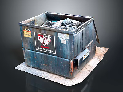 Construction Waste Management Bin With 10 YD Capacity And Black Garbage Bags 3d model