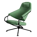 Green Upholstered Accent Chair With Black Metal Frame And Swivel Base Modern Design