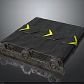 Gray Metal Equipment Plate With Yellow Arrows Rusty Bolts And Holes