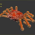 Vibrant Red Spiny Crab Aquatic Animal With Shiny Exoskeleton And Long Legs