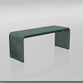 Green Velvet Upholstered Modern Bench With Curved Seat And Sleek Frame