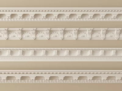White Decorative Railings With Carved Patterns And Various Design Styles 3d model