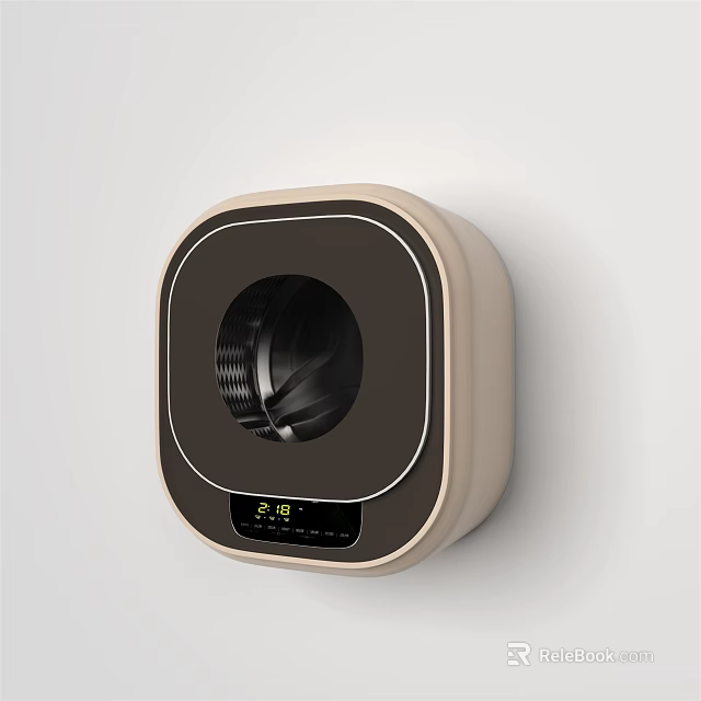 Modern Wall Mounted Washing Machine With Digital Display And Compact Design 3d model 