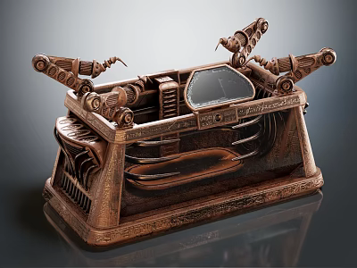 Vintage Office Appliance Featuring Mechanical Structure Copper Finish and Transparent Typing Component 3d model