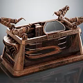 Vintage Office Appliance Featuring Mechanical Structure Copper Finish and Transparent Typing Component