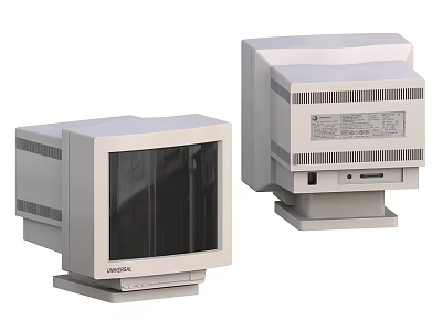 Vintage CRT Computer Monitors With Thick Body And Classic Screen Design 3d model
