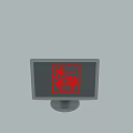 Desktop Computer Monitor With Red Graphic Display On Modern Flat Screen