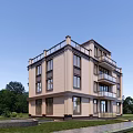 Elegant Multi Story Detached Villa With Balconies Large Windows And Lush Green Surroundings