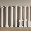 Elegant White Classical Roman Columns With Various Designs For Interior Decoration 3d model