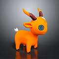 Cute Orange Cartoon Deer Plush Toy With Brown Antlers Big Blue Eyes And White Tail