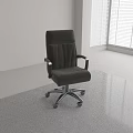 Modern Living Room With Black Office Chair White Walls Window Blinds And Gray Floor