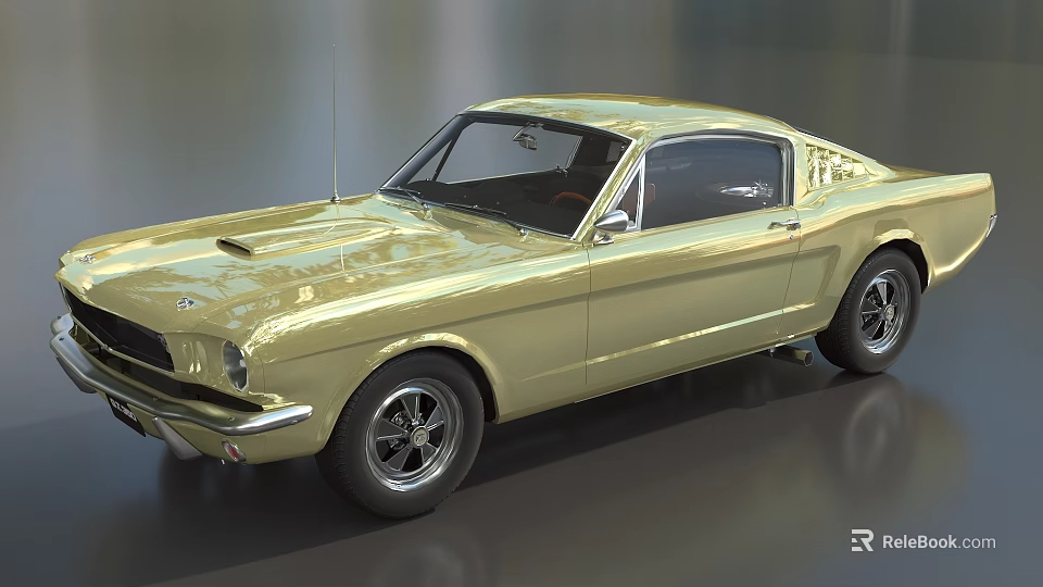 Classic Golden Sports Car With Vintage Design Sleek Body And Black Wheels 3d model 