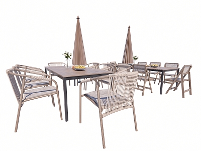 Outdoor Leisure Table and Chair Outdoor Dining Table and Chair Rattan Leisure Chair Negotiation Table and Chair with Parasol model