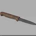 Riveted Kitchen Knife With Wooden Handle And Sharp Metal Blade