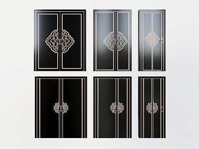 New Chinese Style Interior Door Double Door Room Door Bedroom Door Swing Door Single Door Kitchen Door Toilet Door 3d model