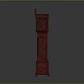 Ornate Red Traditional Grandfather Clock Featuring Carved Details And Gold Pendulum