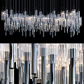 Modern Chandelier Design With Transparent Glass Pendants And Illuminated Metal Structure