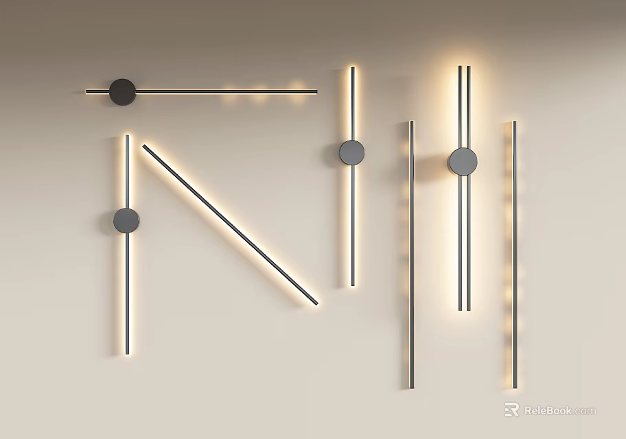 Modern Geometric Wall Lamps With Various Styles And Soft Lighting Effects For Home 3d model 