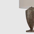 Elegant Table Lamp With White Lampshade And Metallic Vertical Striped Base 3d model
