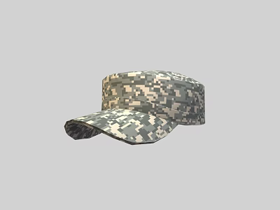 Camouflage Military Cap With Pixelated Pattern For Outdoor Use And Stylish Design 3d model