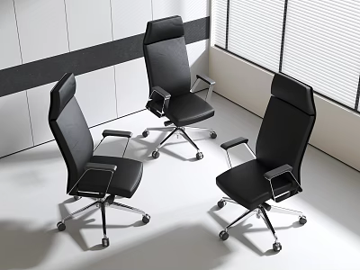 Modern Black Office Chair With Swivel Wheels And Armrests For Office Workspace 3d model