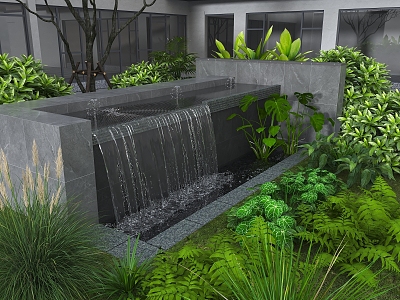 Modern Waterscape Flowing Water Landscape Modern Overlay Water Landscape Courtyard Waterscape 3d model